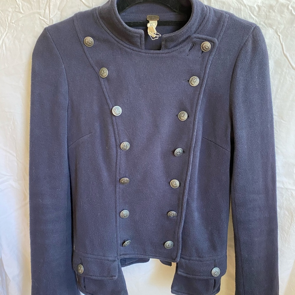 Free People Navy military style jacket